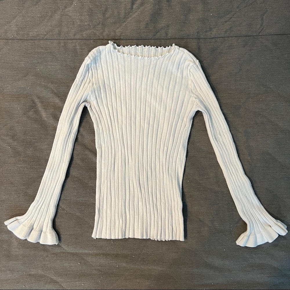 Chuu white long sleeve ribbed sweater top